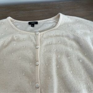 Talbots Ivory Lambswool Cardigan with Crystals Plus Size 2X